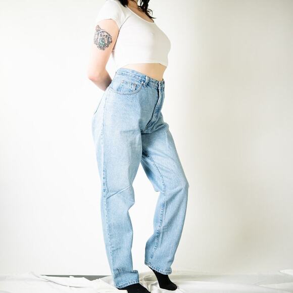 Vintage 90s Guess Jeans High Rise Faded Distressed Straight Leg Jeans - Picture 8 of 11